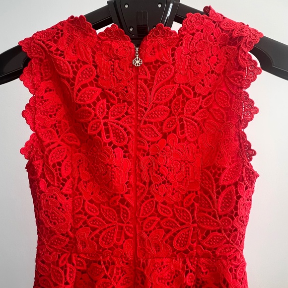 Kate Spade Red Floral Lace Cocktail Dress Size 0 - Picture 4 of 10
